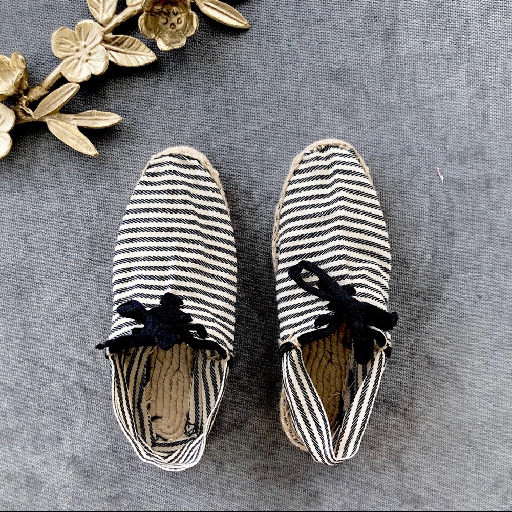 Cousu Main Espadrilles striped tie flats straw
